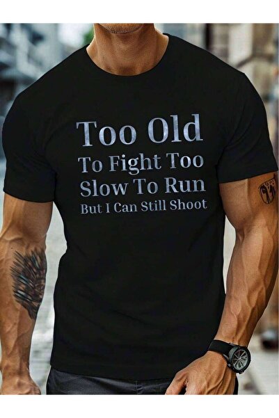 kai22 تي شيرت رجالي بطباعة مضحكة بمقاسات كبيرة |   تي شيرت Old Fight Too Slow...