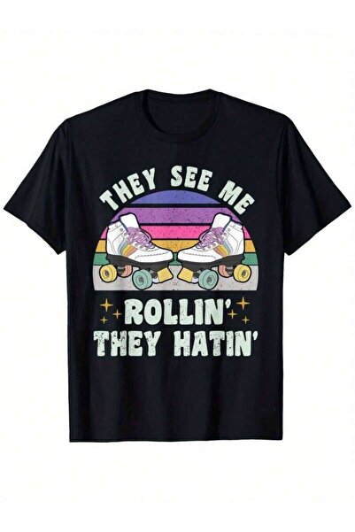 9JY تي شيرت بطباعة 'See Me Rollin' They Hatin' Skater'، مصنوع من القطن بنسبة ...