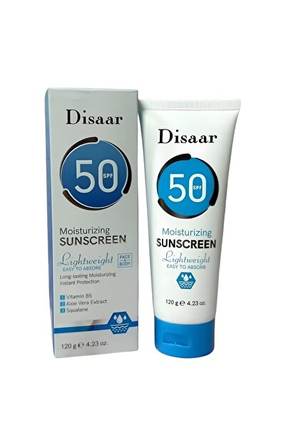 Disaar كريم واقي شمس ومطبّق ترطيب ديزار SPF 50 للوجه والجسم مع فيتامين B5 وال...