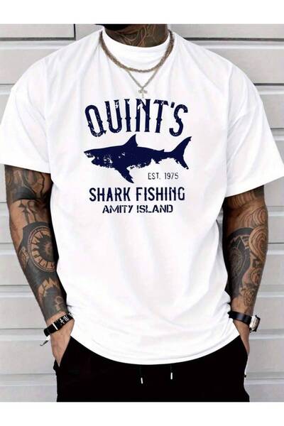 799 تي شيرت رجالي بنمط "القرش الصغير" |   تصميم Quint'S Shark Fishing Amity I...