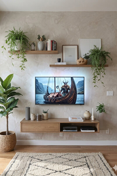 ibrahim suleiman al saqami Modern Floating TV Unit & Media Wall with Wall She...