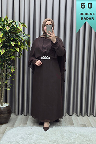 Elmas Tesettür Women's Clothing Plus Size Stoned Cape Chiffon Mevlana Evening...