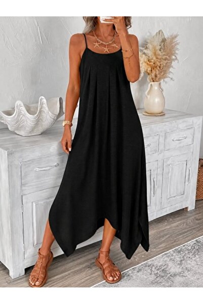 Şeker Portakalım Women's Rope Strap V-Neck Aerobin Dress with Asymmetrical De...