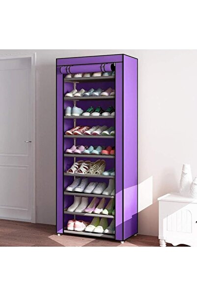 SULFAR 10 Tiers Shoe Rack Storage Box, Foldable Shoes Organizer Cover Shoe Co...