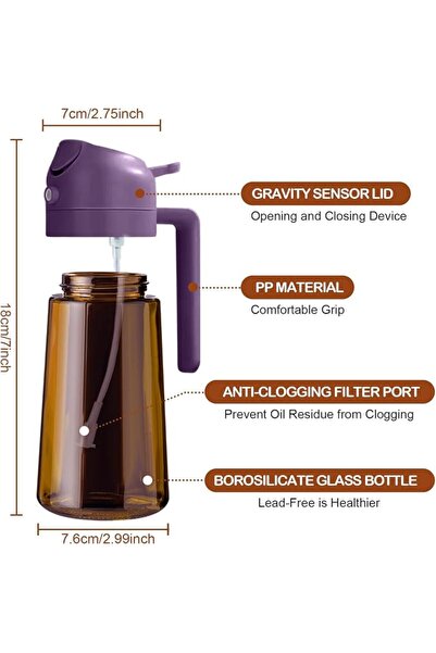 GENERAL YARRAMATE 16oz/470ml Light-Blocking Dark Oil Sprayer for Cooking, 2 i...