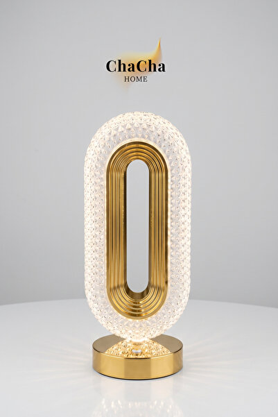 ChaCha Home Senya LED Masa Lambası 26 cm - Gold Detaylı Dekoratif Abajur ve G...
