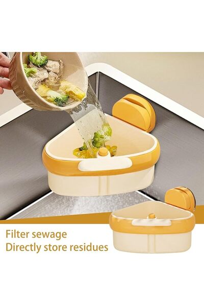 Generic Corner Sink Strainer Basket with Suction Cup, Automatic Food Waste Fi...