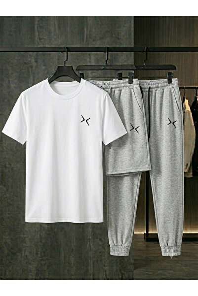 CLOTHES33 تي شيرت وشورت رياضي، طقم من 3 قطع، رقيق، صيفي، مقاوم للعرق، مطبوع، ...