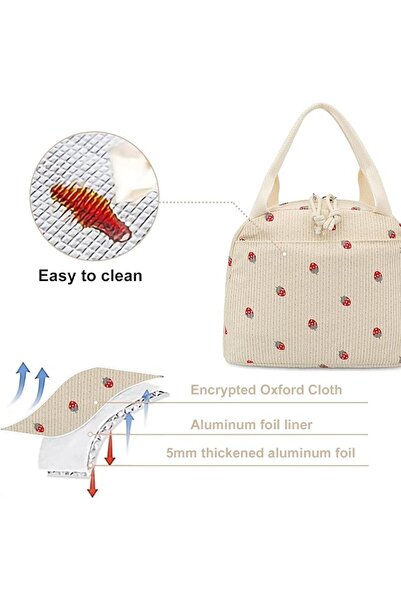 Tazweeq Insulated Leakproof Lunch Bag, Large Capacity Corduroy Cooler Lunch C...
