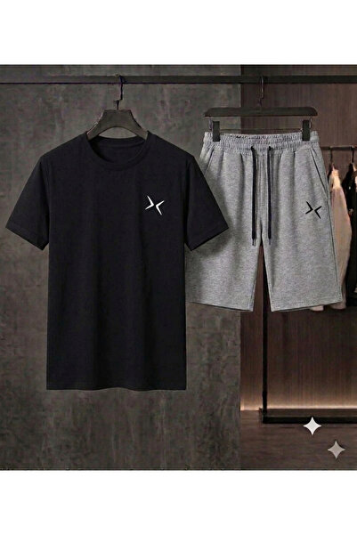 CLOTHES33 تي شيرت وشورت من قطعتين، مزيج رقيق صيفي مقاوم للعرق، مطبوع، للنساء/...