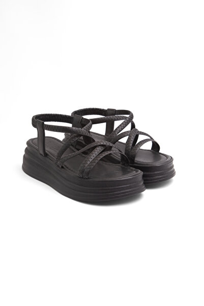 Mamito Ayakkabı Smh 312 Cross-Strap Detailed Elastic High-Heeled Sandals