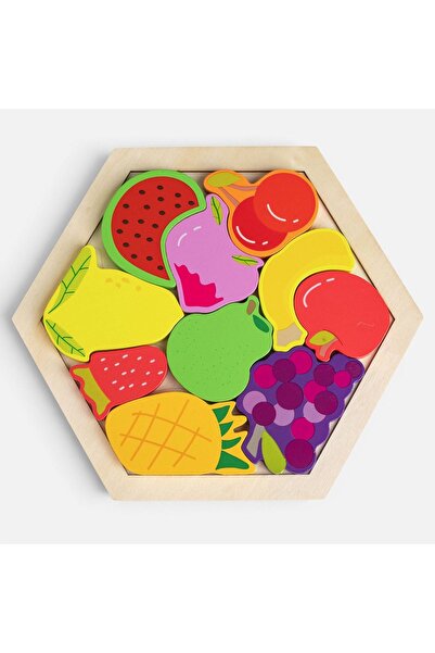 OEM Puzzle din lemn hexagonal de 17x17cm cu sortare de forme de fructe pentru...
