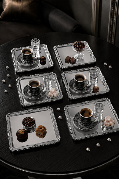 JASPER Liva 6-Piece Silver Framed Self-Patterned Stainless Steel Presentation...