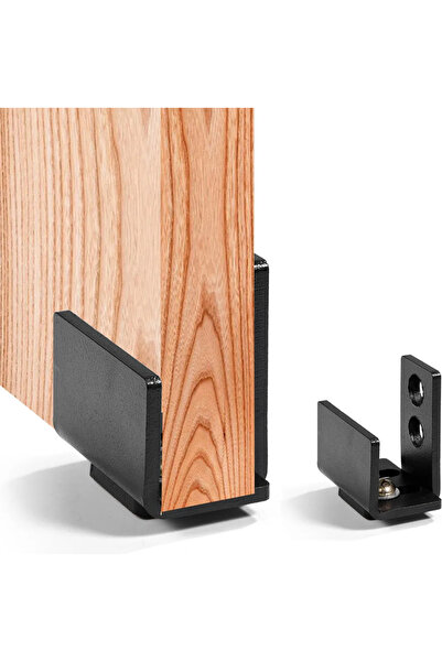 STARSTAR Two black steel sliding door wall brackets with screws