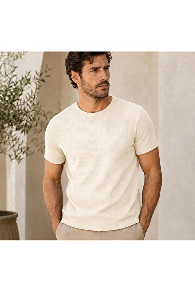 TREND EMMODA Men's Waffle Textured Crew Neck Short Sleeve T-Shirt