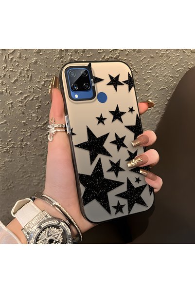 CHICASELUX Realme C15/C25/C25S Compatible High Quality Flat Print Black Star ...