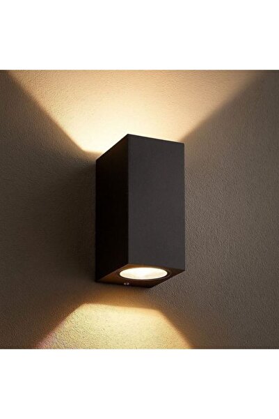 STARSTAR Black rectangular double-beam outdoor wall light GU10 IP54 – cast al...