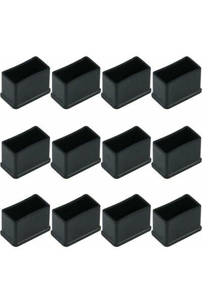 STARSTAR A set of 12 black rubber furniture leg protectors – 15 x 30 mm – red...