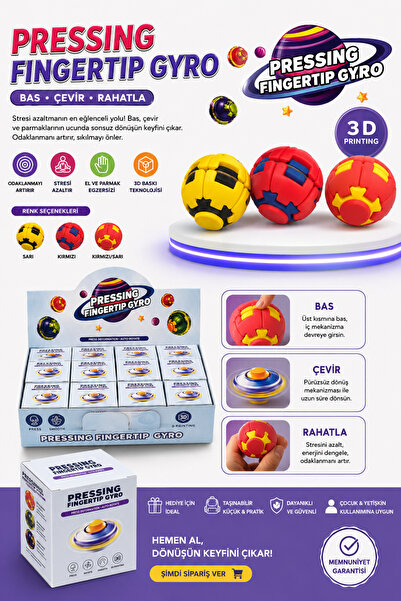 DELLS ACCESSORY Spin Ball 3D Otomatik Dönen Fidget Gyro Stres Topu – Bas Çevi...