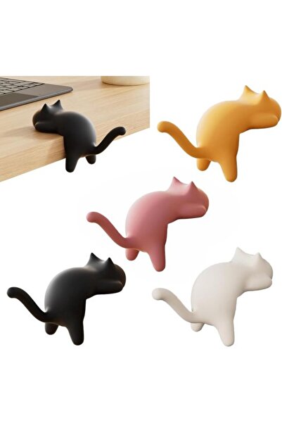 STARSTAR 4-Pack Cute Cat Desktop ABS Hooks, animal-shaped hanging hooks for k...