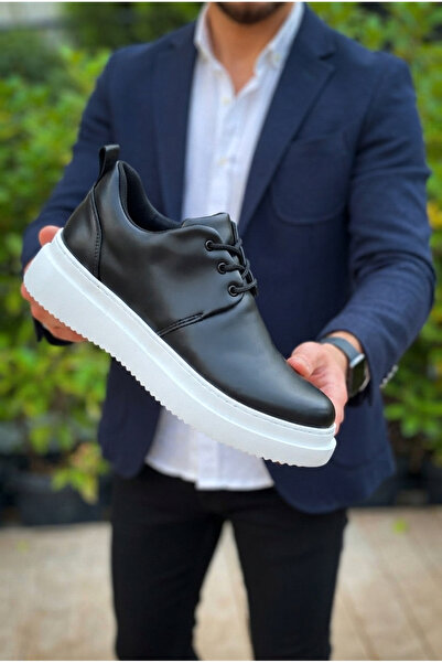 Zerenyus Zrk-X3 Premium Thick Sole Black and White Lace-Up Men's Casual Class...