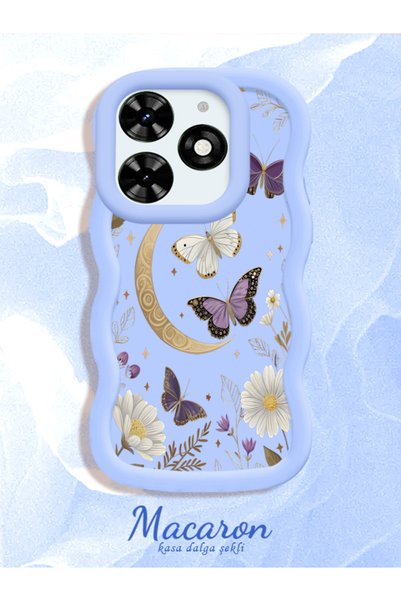 CHICASELUX Tecno Spark 20/20C Compatible Wavy Frame Moon Butterfly and Flower...