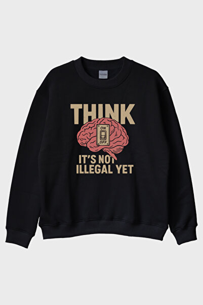 lofux Freedom of Thought Humorous Message Black Crew Neck Sweatshirt