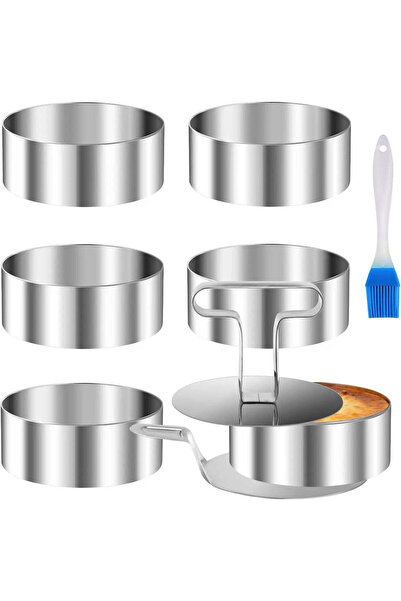 OEM Set of 6 stainless steel dessert rings, 8.8 x 3.5 cm, with press, lifting...