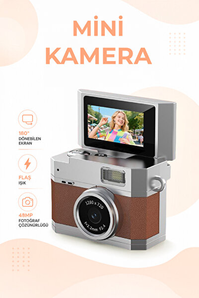 Genel Markalar UNOKI Mini Dijital Kamera – 180° Döner Ekran, Selfie Çekimi, F...