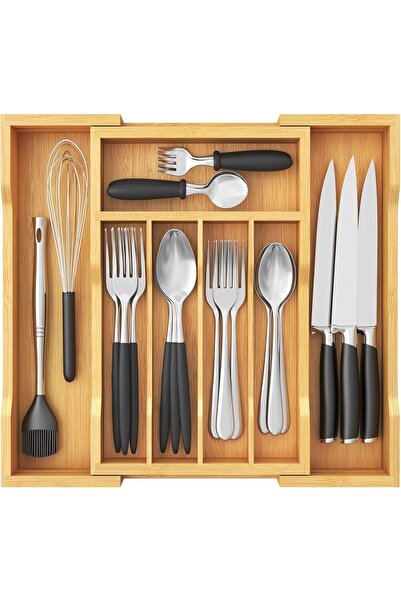 Dotail Cutlery Organizer, 5 compartments, adjustable width 24–40 cm, 40 x 33 ...