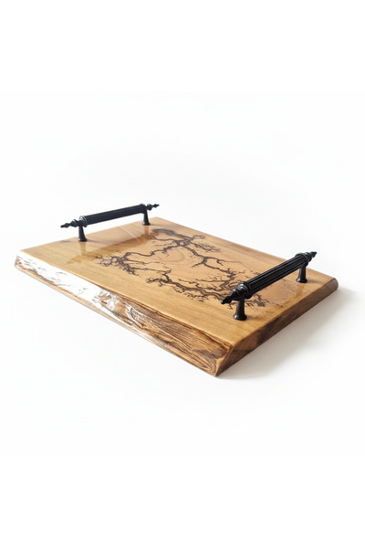 Mekece Presentation Tray Eps-K03 |   Gold Epoxy Patterned Walnut Wood Present...