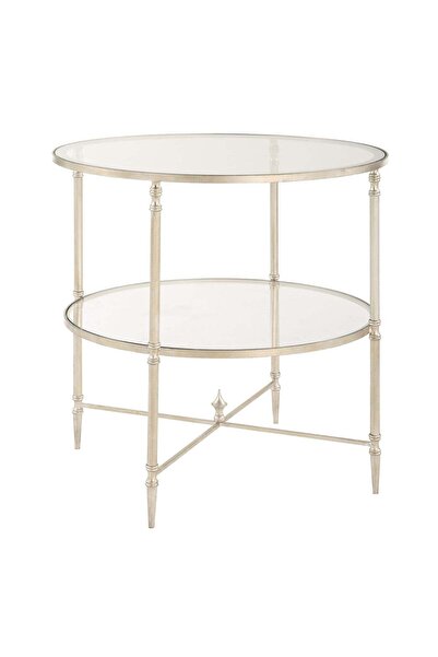 UTTERMOST Henzler 68 W x 66 H x 68 D Silver Round End Table with Glass Top