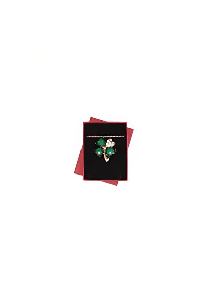 ButicCochet Broșă Martisor, Buticcochet, metal, design Trfoi, verde și auriu ...