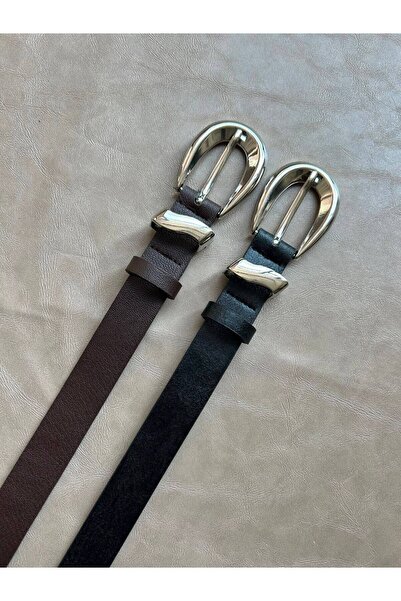 LİA KEMER 2-Pack Silver Belt with Pattern Buckle, Jacket Belt, Pants Belt, Da...