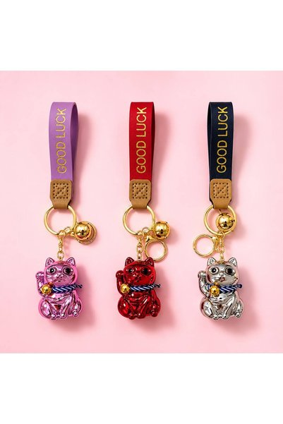 Alışveriş Kasabası 3-Piece Lucky Cat Figured Keychain and Bag Ornament