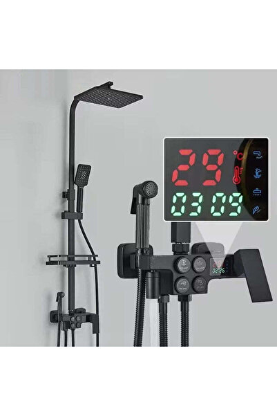 NO BRAND Coloană de duș termostatică, Afișaj LCD, 4 funcții, Pară de duș regl...