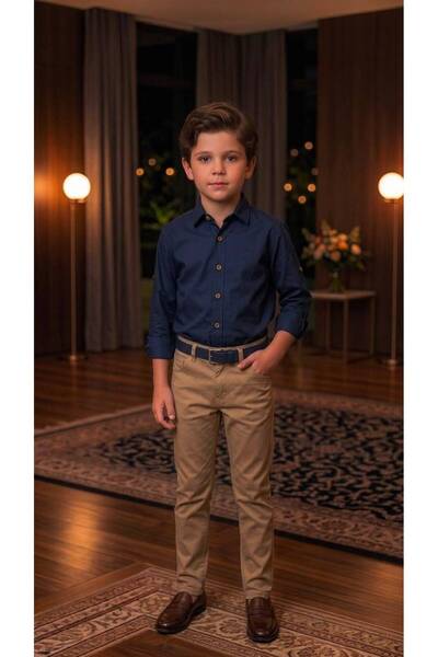 Merdia Kids Boy's Shirt, Pants, Belt 3-Piece Set