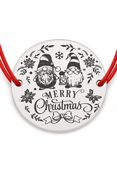 Simoshop Brățară argint 925 cu bănuț doi gnomi și mesaj Merry Christmas, șnur...