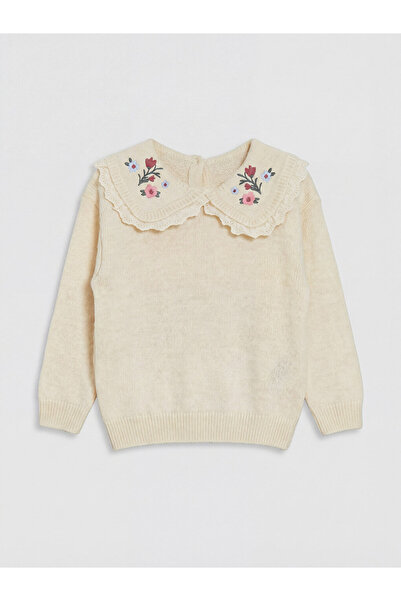 LC Waikiki Embroidered Baby Collar Girl's Knit Sweater
