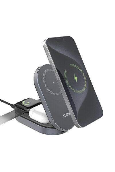 SBS Stație de încărcare wireless 3-în-1 pentru Magsafe Qi2 MFi, pentru iPhone...