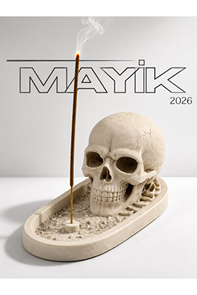 MAYİK2026 Kuru Kafa Figürlü Tütsülük Dekor Koleksiyon Ürünü Büyük Boy