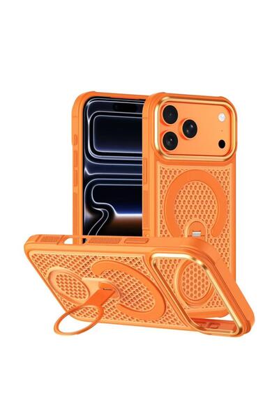 Zebana Apple iPhone 17 Pro Uyumlu Kılıf CoolRing M-Safe Silikon Kılıf Turuncu