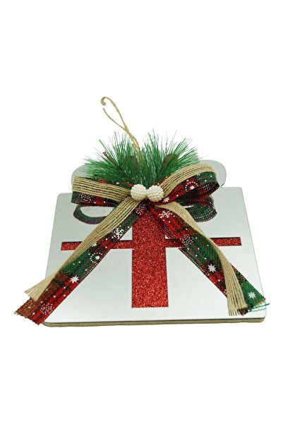 Rao Ornament Brad, Cadou, Argintiu, Lucios, 14*15cm, Acril, Interior/ Exterior