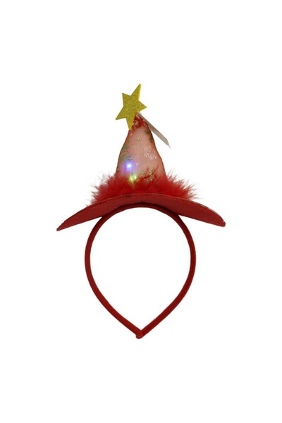 Rao Headband/circle Christmas Hat Type, Red Color with Led, Standard Size,