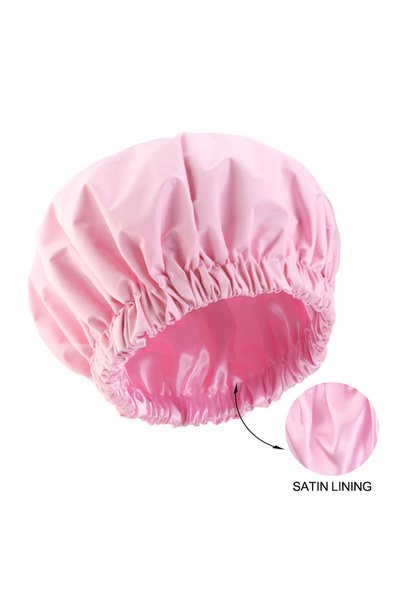 Choice1 Pink NEW double Layer solid color Shower Caps Waterproof Bath Caps Re...