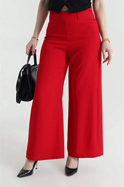 VıoShıne Pantaloni de damă din Tencel Crep, cu centură, fără buzunare și cu f...