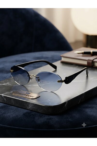 BluePepper Rimless Oval Glasses with Accessories, Stylish Sunglasses, New Sea...