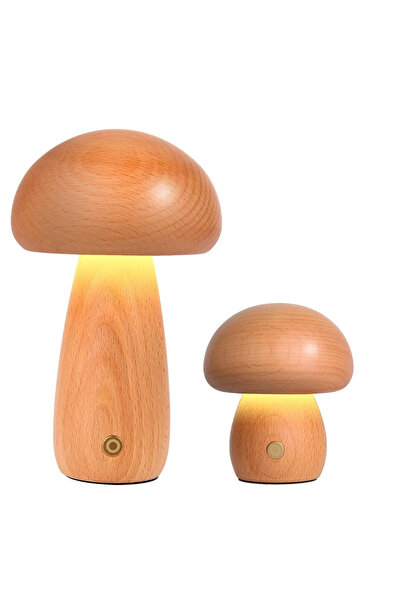 STARSTAR LED bedside lamp, wooden night light (2-piece set, large + small), c...
