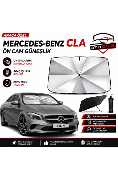Oto Çizgi Mercedes CLA Şemsiye Tip Ön Cam Güneşliği Katlanabilir UV Korumalı ...