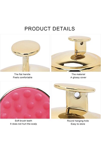 HXD Zoomlion Silicone Scalp Massage Hair Brush – Soft Shampoo Scalp Massager with Gold Handle | Gentle Silicone Bristles for Hair & Scalp Care, Pink